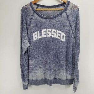 Miken Flow grey blessed burnout pullover top size L